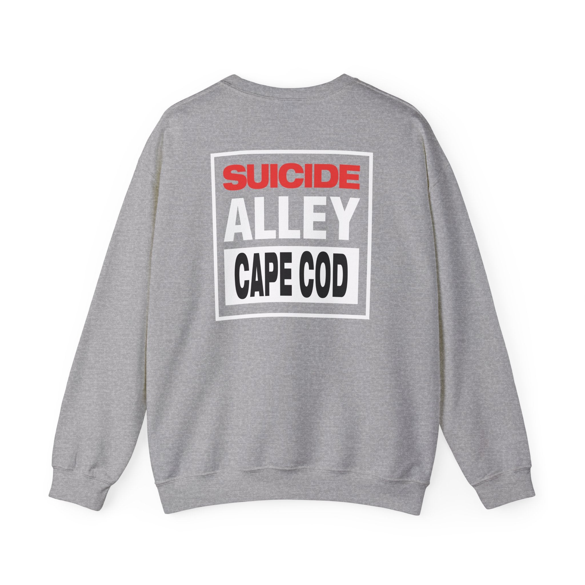'SUICIDE CAPE COD' Bold Graphic Crewneck Sweatshirt